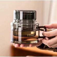 PremiumPort Borosilikat Cam Bitki Çayı Demliği 400 Ml, Akasya Saplı, Süzgeçli