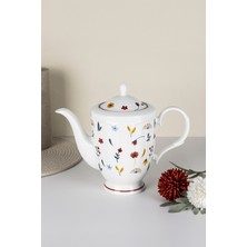 PremiumPort Porselen Desenli Demlik 1200 Ml, Şık ve Dayanıklı Çay Demliği