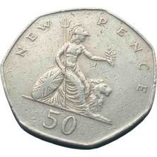 Yediotuz Digital Pazarlama Ingiltere 50 Pence Madeni Koleksiyon Yabancı Para Eski Hediye Antika Darpane Numismatik Para