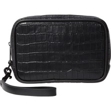 Calvin Klein Siyah Traş Çantası Croc Embossed Washbag W/ Handle