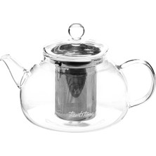 PremiumPort Paslanmaz Çelik Süzgeçli Borosilikat Cam Demlik 980ML