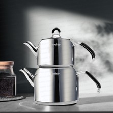 PremiumPort Modern Paslanmaz Çelik Midi Çaydanlık Takımı, Gümüş, 0-1,99 L