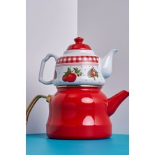 PremiumPort Kırmızı Emaye Porselen Çaydanlık, Şık ve Dayanıklı Tasarım