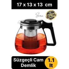 PremiumPort Şeffaf Borosilikat Cam Demlik, Isıya Dayanıklı, Süzgeçli, Kapaklı
