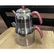 PremiumPort Indüksiyon Tabanlı Orta Boy Bakalit Kulp Çelik Çaydanlık Takımı 3,5l