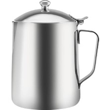 PremiumPort Çelik Süt Potu, 1 Litre, Kapaklı, Dayanıklı ve Şık Tasarım