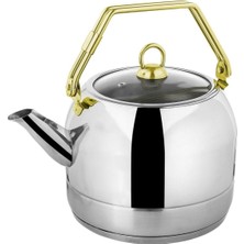 PremiumPort Çelik Üstten Kulplu 3l Suluk Çaydanlık, Dayanıklı ve Şık Tasarım