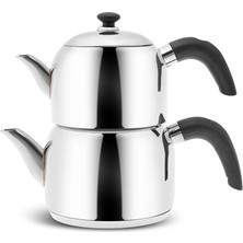 PremiumPort Mini Indüksiyon Tabanlı Siyah Çaydanlık Takımı, Şık ve Kullanışlı Tasarım