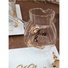 PremiumPort Baskılı Kişiye Özel Cam Cezve, Nişan ve Damat Temalı Şık Tasarım