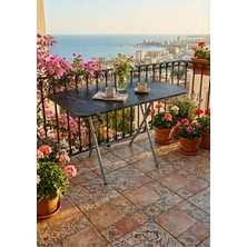 Alesta Life Siyah Mermer Desenli Katlanabilir Masa 70X110 cm