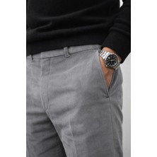 Varetta Erkek Gri Kadife Pantolon Ince Fitilli Klasik Kesim Cepli