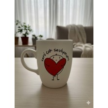 Palto Tasarım Seni Çok Seviyorum Krem Oval Kupa - Hediyelik Kupa Fincan Mug