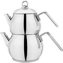 PremiumPort Parlak Çelik Çaydanlık Takımı 3 Parça, Dayanıklı ve Şık Tasarım