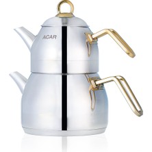 PremiumPort Çelik Çaydanlık Takımı, Orta Boy, 0,80/1,75 Lt, Şık ve Dayanıklı Tasarım