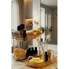 Özbience Şık ve Fonksiyonel Banyo Düzenleyici Seti, Sarı Renkli Raflar