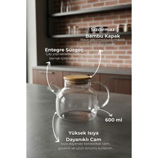 PremiumPort Şeffaf Cam Demlik 600ML, Çay Demleme Kabı, Pratik ve Şık Tasarım