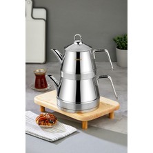 PremiumPort Paslanmaz Çelik Aile Boy Çaydanlık Seti 1,3l Demlik, 2,25L Alt Hazne