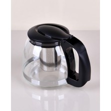 PremiumPort 1250 ml Çelik Süzgeçli Cam Demlik Siyah, Şık ve Dayanıklı Tasarım