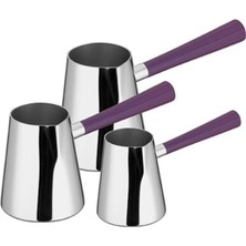 PremiumPort Roma Purple Cezve Takım, Şık ve Dayanıklı Paslanmaz Çelik Tasarım