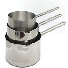 PremiumPort Paslanmaz Çelik 3'lü Kaçerola Seti, Sütlük ve Sosluk, 12, 14, 16 cm