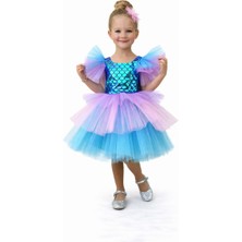 Rapapa Kız Çocuk Tütü Etekli Deniz Kızı Elbisesi Mavi 2102