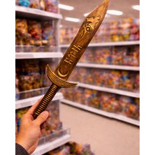 Sufi Tesbih Esans Ve Hediyelik Çocuklar Için Göktürk Temalı Kılıç - Kurt Başlı Ay Yıldızlı -Tarihi Oyuncaklar - Ertuğrul Dizi