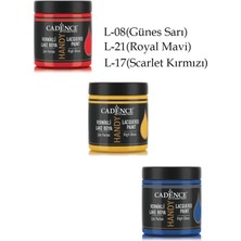 Cadence Handy Lake Boya Parlak 250ML Set3 (08 Güneş Sarı, 21 Royal Mavi ve 17 Scarlet Kırmızı)