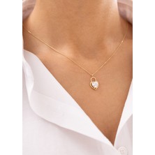 Vintage Kalpli Taşlı 14 Ayar Altın Kolye