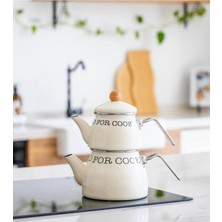 PremiumPort Şık Emaye Çaydanlık, Tüm Ocaklara Uyumlu, Dayanıklı ve Kullanışlı