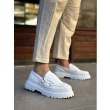 Baybonza BA0242 Tokalı Klasik Yüksek Taban Beyaz Erkek Ayakkabı