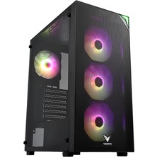 Erdo Vento VG3400S Mid Tower, Siyah, Temperli Cam, Rgb, Atx Gamıng Kasa (Psu Yok)
