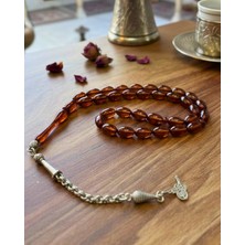 Sufi Tesbih Esans Ve Hediyelik Ateş Kehribar Tesbih - Özel Tasarım Gümüş Kaplama Püskül