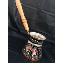 PremiumPort El Yapımı Bakır Mine Işlemeli 4 Kişilik Cezve, Şık ve Dayanıklı