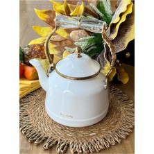 PremiumPort Parlak Beyaz Emaye Çaydanlık, Modern ve Şık Tasarım