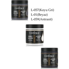 Cadence Handy Lake Boya Parlak 250ML Set2 (057 Koyu Gri, 001 Beyaz ve 059 Antrasit)