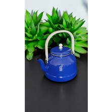 PremiumPort Emaye Kahve ve Bitki Çay Demliği 3,5 Lt, Lacivert, Üstten Saplı, Vintage Tarz