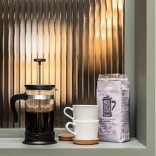 PremiumPort Filtre Kahve Seti: Frenchpress 1000 ml ve 2 Beyaz Kupa 360 ml