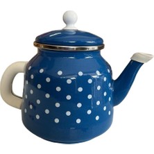 PremiumPort Mavi Puantiyeli Emaye Bitki Çayı Demliği 1,1 Litre