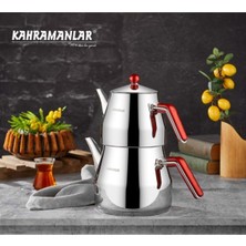 PremiumPort Paslanmaz Çaydanlık, Şık ve Dayanıklı, Prizma Tasarım, Hızlı Demleme