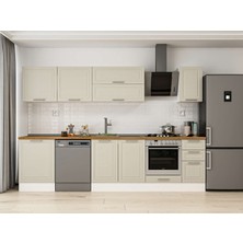 Alvinka 300X210 cm Klasik Mebran Mutfak Dolabı M-E80S60S40-2 Kumtaşı - Mdf