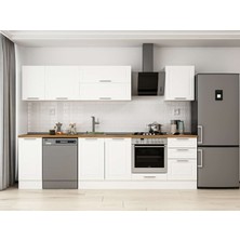 Alvinka 300X210 cm Klasik Mebran Mutfak Dolabı M-E90S40S50-2 Beyaz - Suntalam