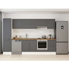 Alvinka 300X210 cm Klasik Mebran Mutfak Dolabı MB-E80B50S50-1 Antrasit - Mdf