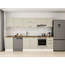 Alvinka 300X210 cm Klasik Mebran Mutfak Dolabı M-E90S50S40-1 Kumtaşı - Mdf