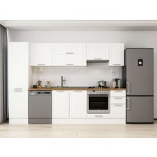 Alvinka 300X210 cm Klasik Mebran Mutfak Dolabı MB-E90B50S40-1 Beyaz - Suntalam