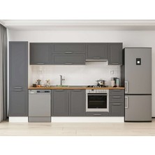 Alvinka 300X210 cm Klasik Mebran Mutfak Dolabı MB-E90B50S40-1 Antrasit - Mdf