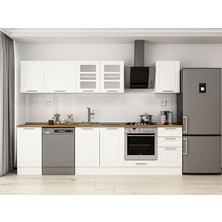 Alvinka 300X210 cm Klasik Mebran Mutfak Dolabı M-E90S45S45-3 Beyaz - Mdf