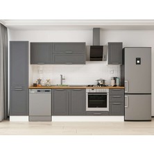 Alvinka 300X210 cm Klasik Mebran Mutfak Dolabı MB-E90B50S40-2 Antrasit - Mdf