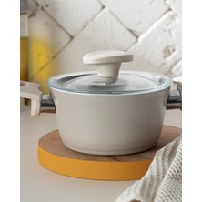 PremiumPort Mini Tencere 14 cm Bej, Dayanıklı ve Şık Mutfak Gereci