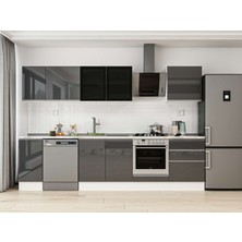 Alvinka 300X210 cm High Gloss Mutfak Dolabı M-E80S40S60-3 Antrasit - Mdf
