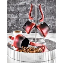 PremiumPort 705 Rodi Granit 3'lü Kırmızı Cezve Takımı, Şık ve Dayanıklı Mutfak Seti